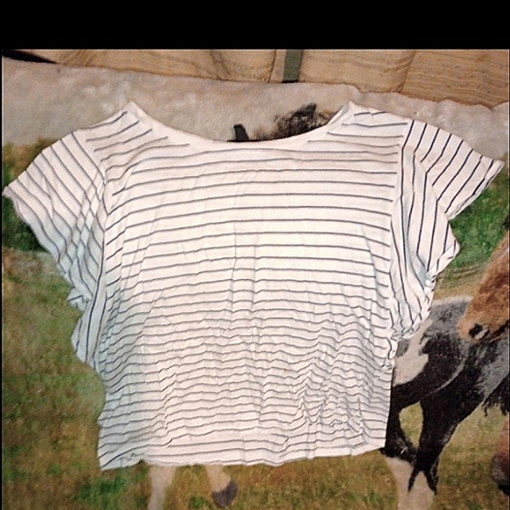 Striped White and Black Women's Top